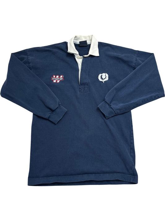Vintage Blue Rugby Shirt Long Sleeve (S)