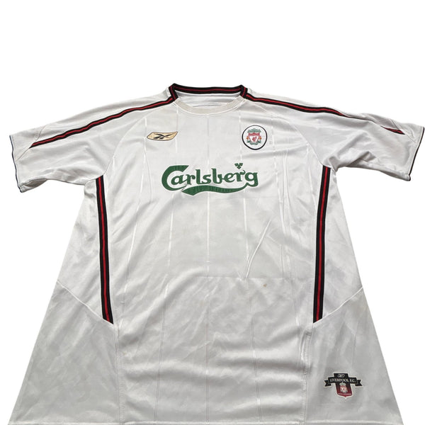 Vintage White Liverpool Football Jersey Gerrard 2000s (XL)
