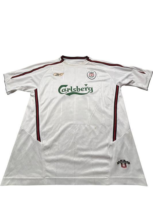 Vintage White Liverpool Football Jersey Gerrard 2000s (XL)