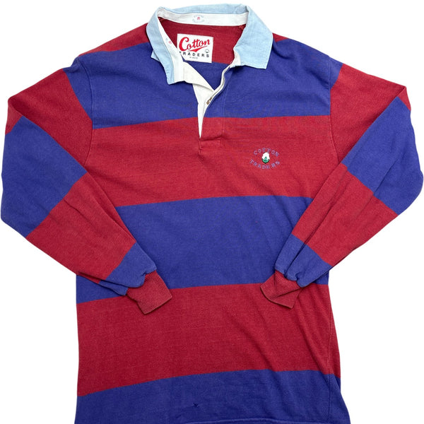 Vintage Red and Blue Cotton Traders Rugby Shirt (M)