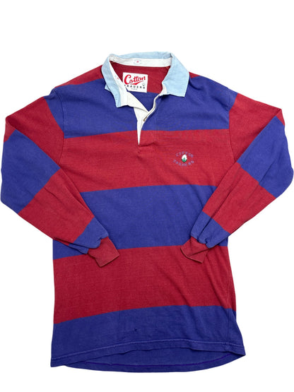 Vintage Red and Blue Cotton Traders Rugby Shirt (M)