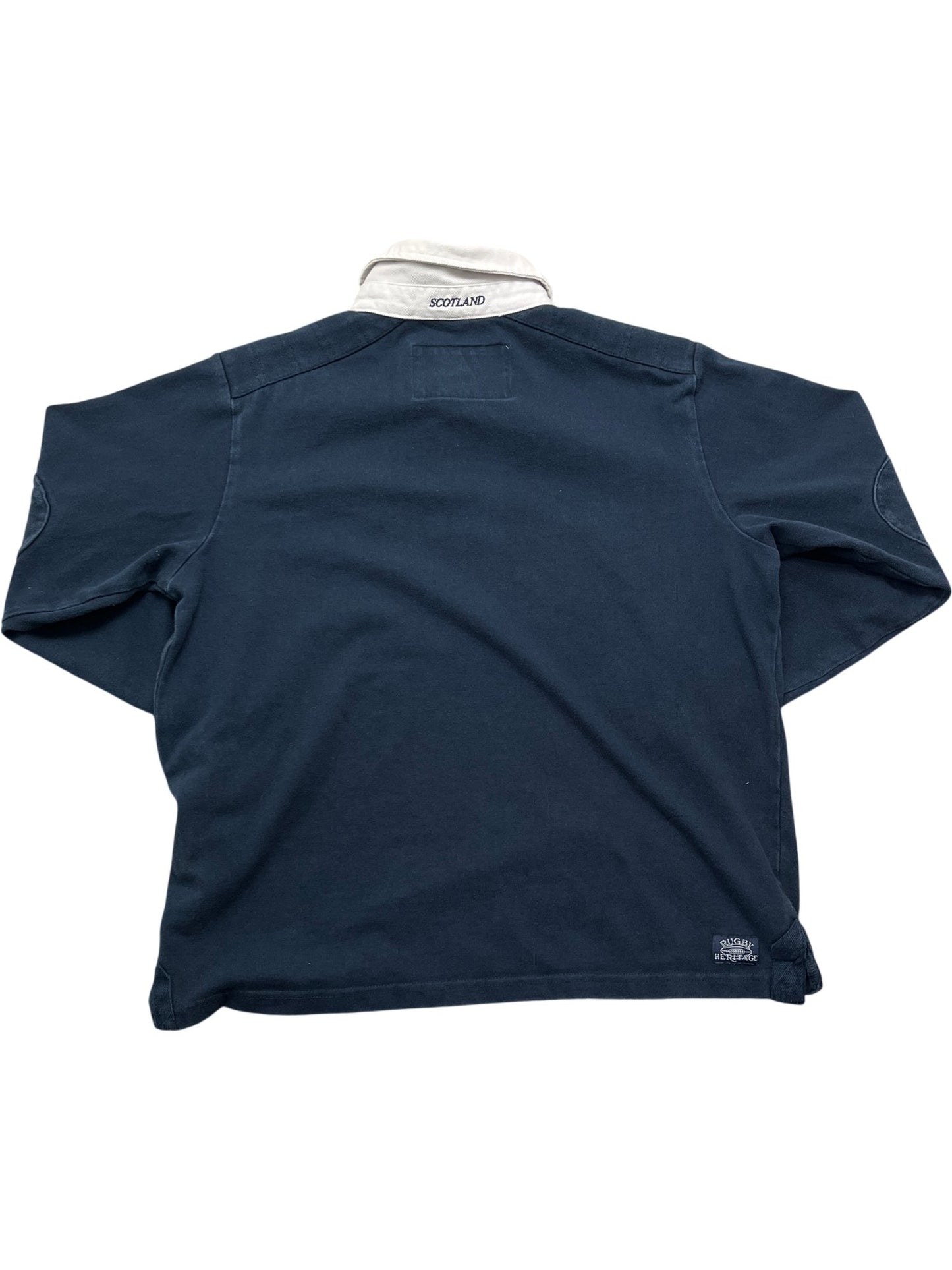 Vintage Navy Rugby Shirt Scotland Flag (L)
