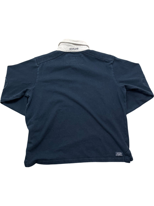 Vintage Navy Rugby Shirt Scotland Flag (L)