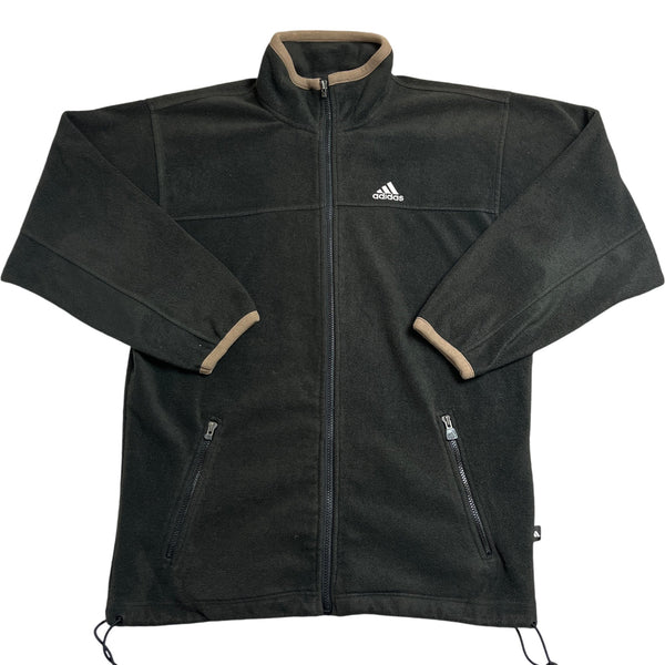 Vintage Black Adidas Fleece Jacket Y2K (L)