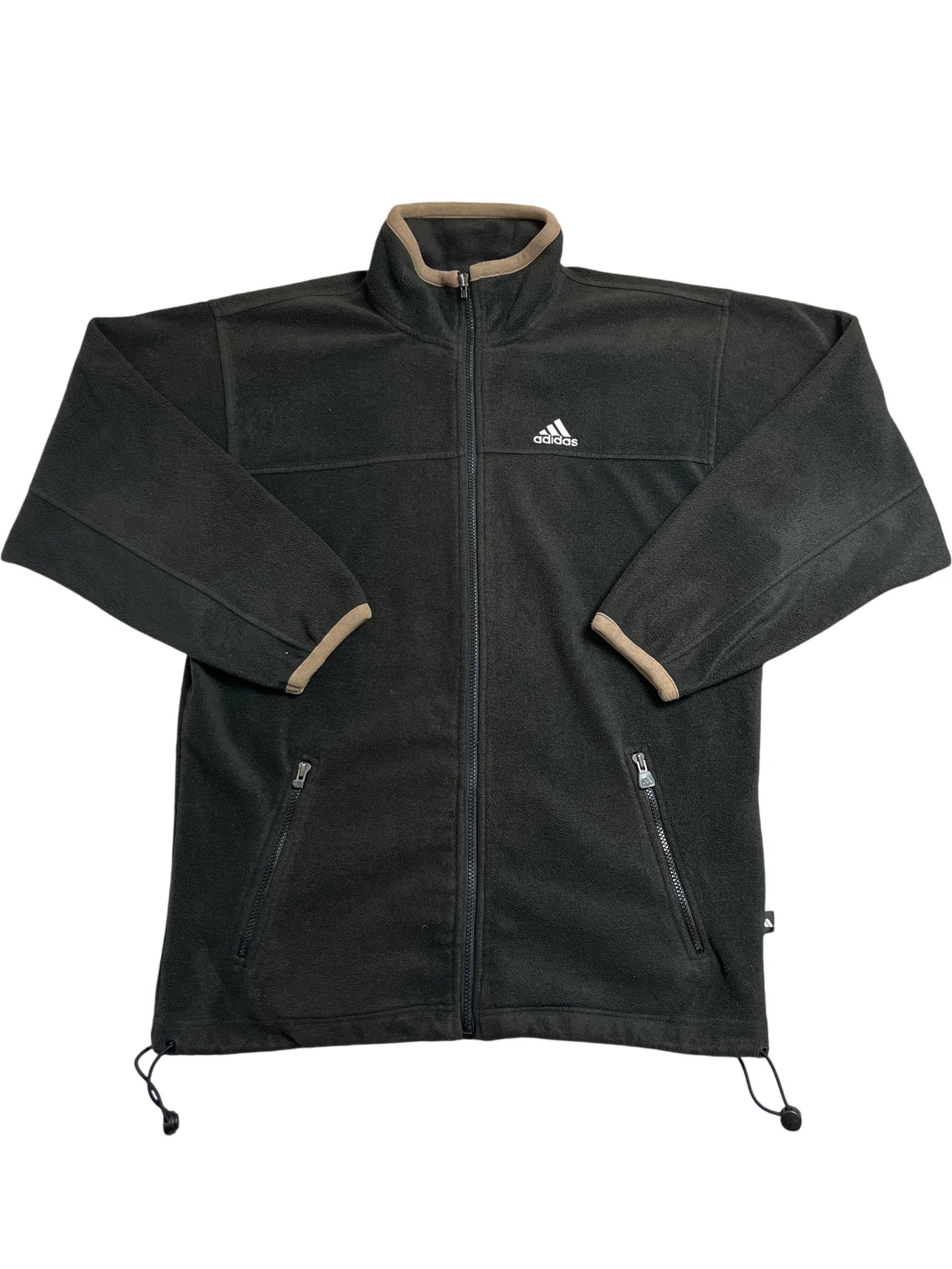 Vintage Black Adidas Fleece Jacket Y2K (L)
