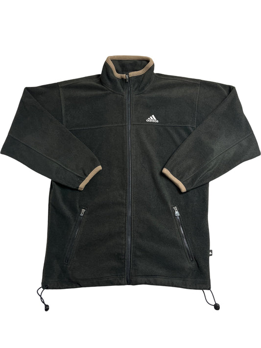Vintage Black Adidas Fleece Jacket Y2K (L)