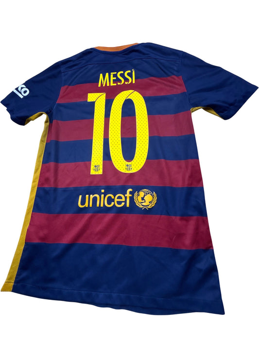Vintage Blue Nike Barcelona Football Jersey Messi 2015 (S)