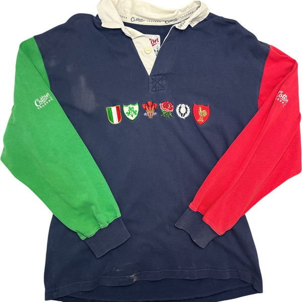 Vintage Navy Cotton Traders Rugby Shirt 90s (M)