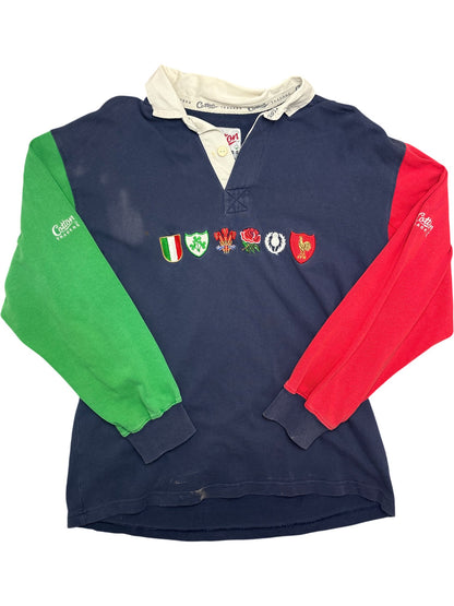 Vintage Navy Cotton Traders Rugby Shirt 90s (M)