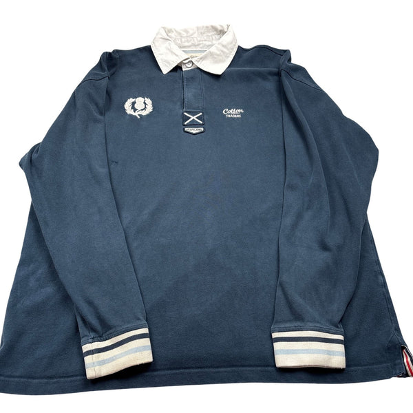 Vintage Blue Cotton Traders Rugby Shirt Scotland (L)