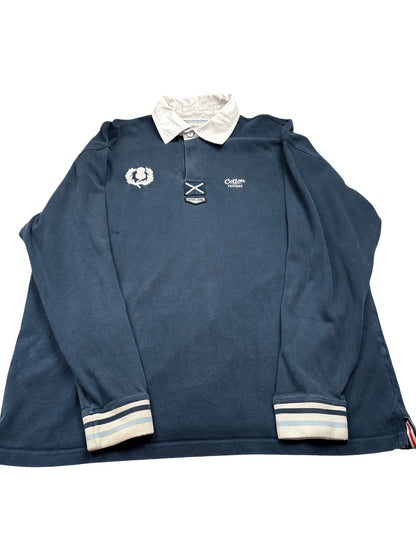 Vintage Blue Cotton Traders Rugby Shirt Scotland (L)