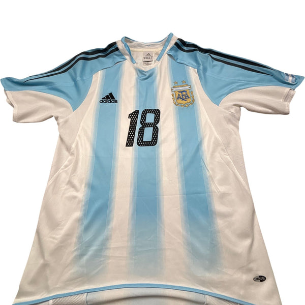 Vintage White Adidas Argentina Football Shirt 2000s (S)