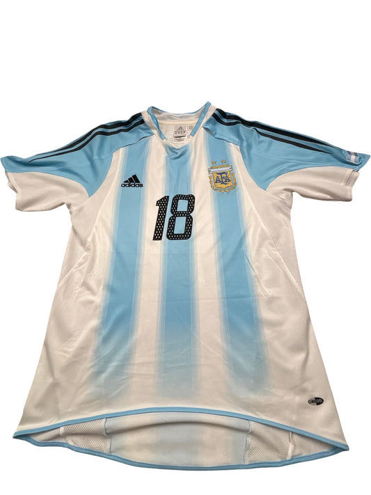 Vintage White Adidas Argentina Football Shirt 2000s (S)