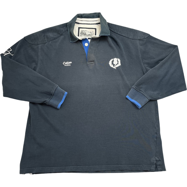 Vintage Navy Cotton Traders Rugby Shirt Scotland (L)