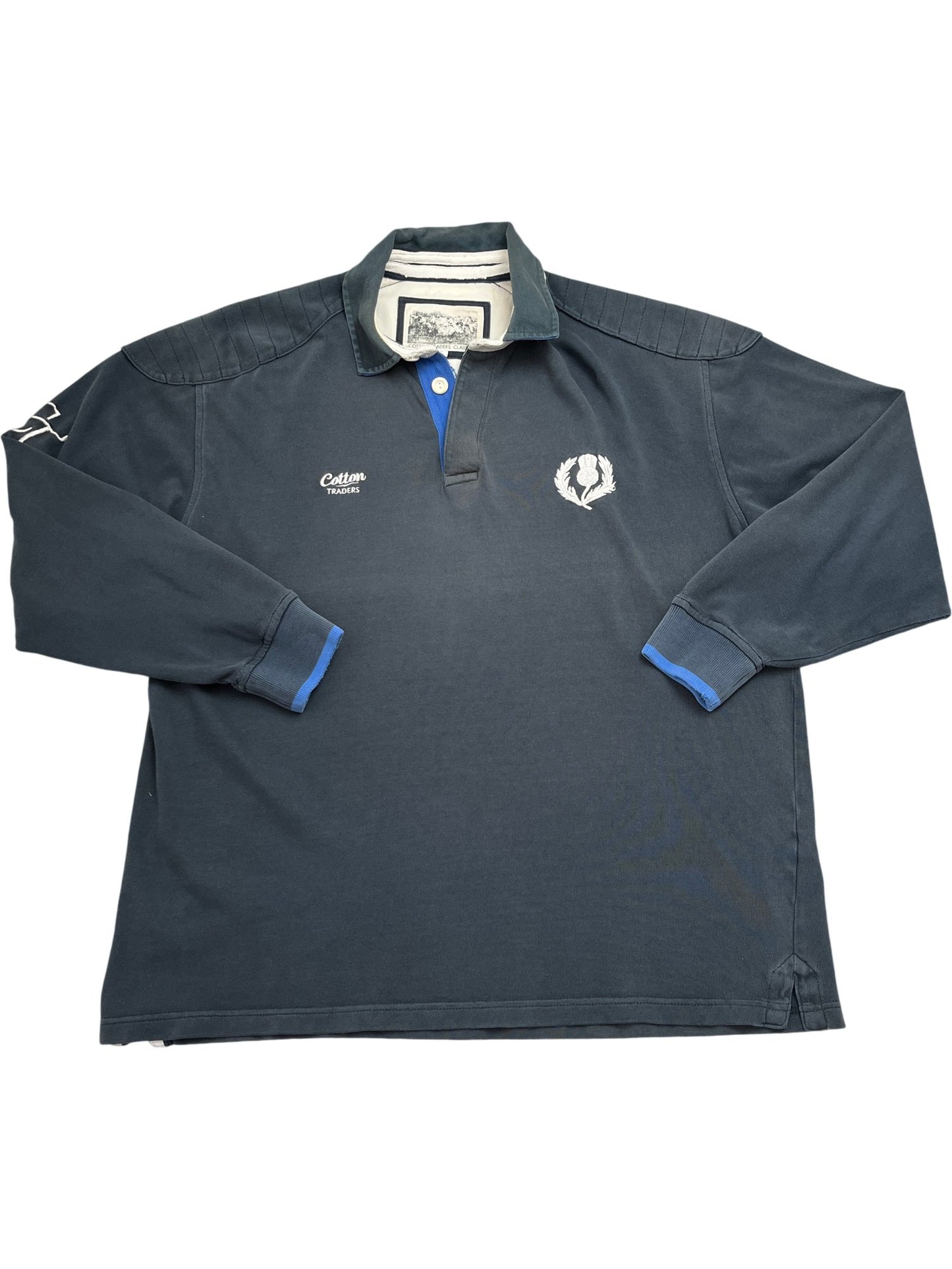 Vintage Navy Cotton Traders Rugby Shirt Scotland (L)