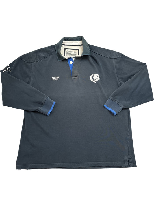 Vintage Navy Cotton Traders Rugby Shirt Scotland (L)