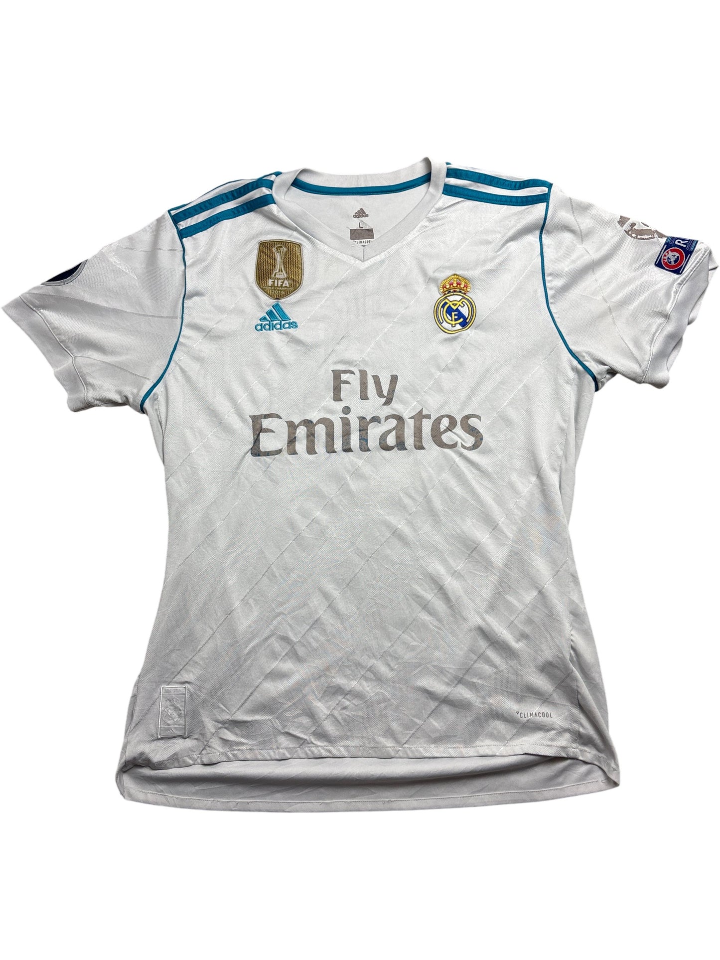 Vintage White Adidas Real Madrid Jersey Isco 2017 (L)