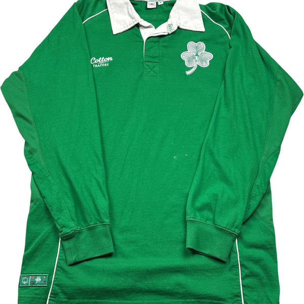 Vintage Green Cotton Traders Rugby Shirt Ireland Flag (S)