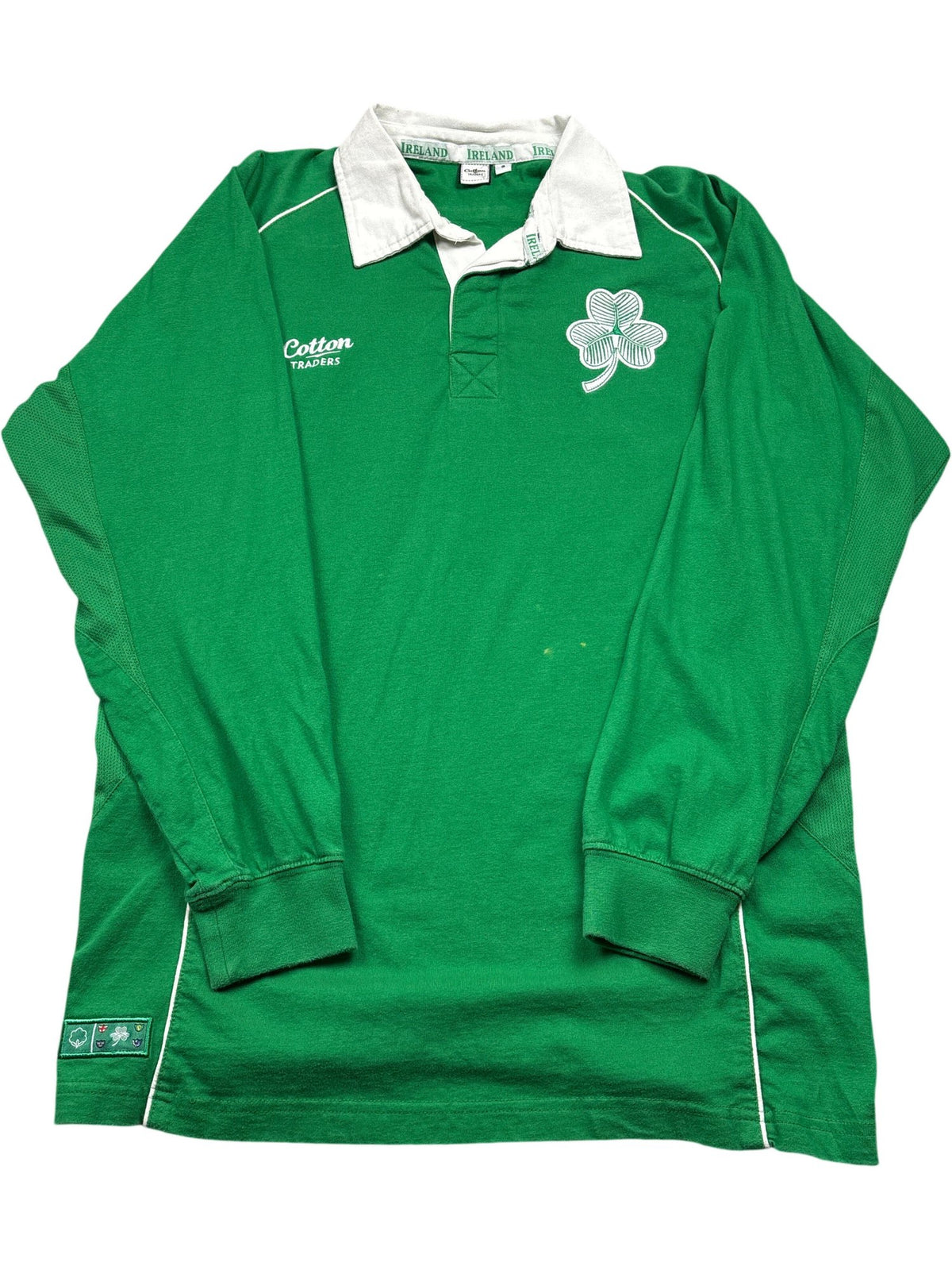 Vintage Green Cotton Traders Rugby Shirt Ireland Flag (S)