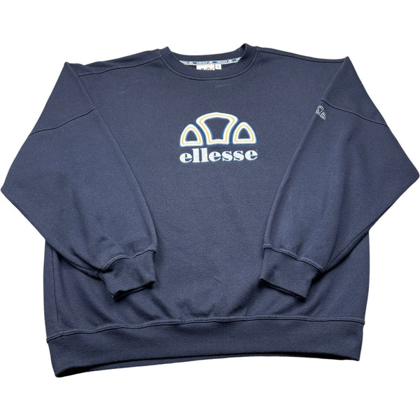 Vintage Navy Ellesse Sweatshirt Y2K (XL)