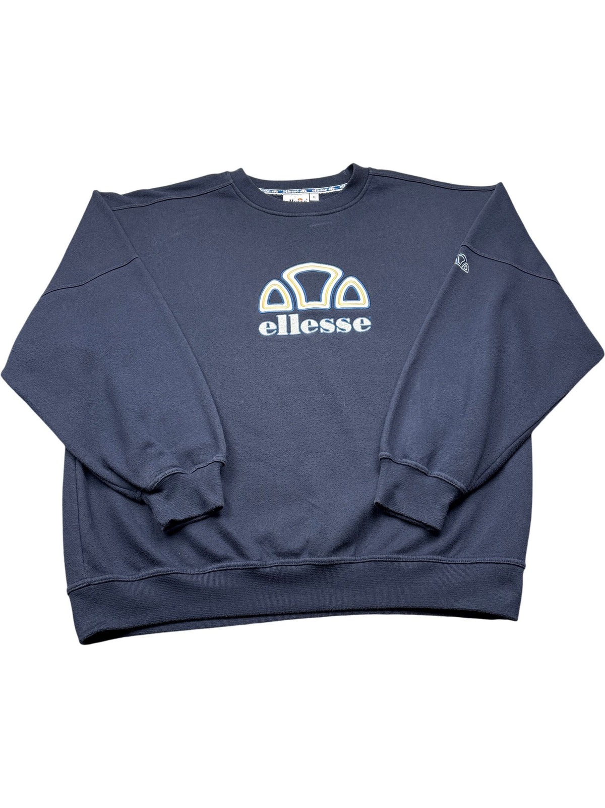 Vintage Navy Ellesse Sweatshirt Y2K (XL)