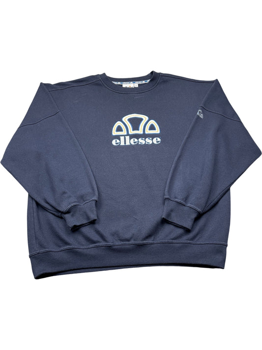 Vintage Navy Ellesse Sweatshirt Y2K (XL)