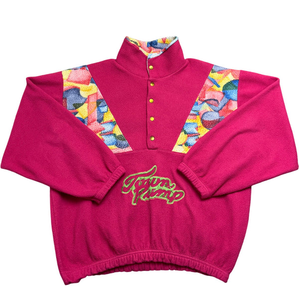 Vintage Pink Fleece Sweatshirt Fun Jump 90s (L)