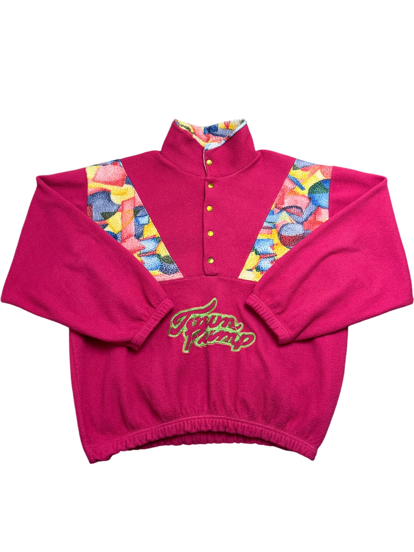 Vintage Pink Fleece Sweatshirt Fun Jump 90s (L)