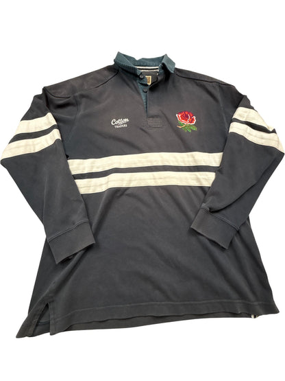 Vintage Blue Cotton Traders Rugby Shirt England (M)