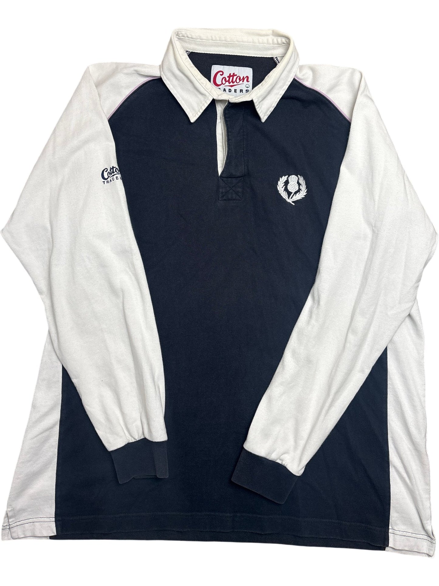 Vintage Navy Cotton Traders Rugby Shirt (XL)