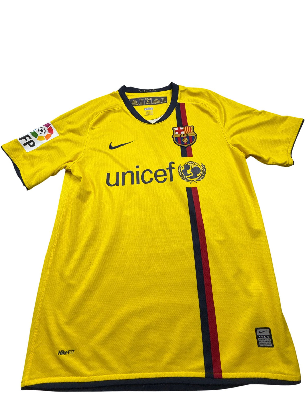 Vintage Yellow Nike Barcelona Jersey Messi 2009 (S)