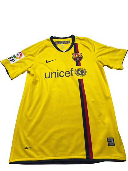 Vintage Yellow Nike Barcelona Jersey Messi 2009 (S)