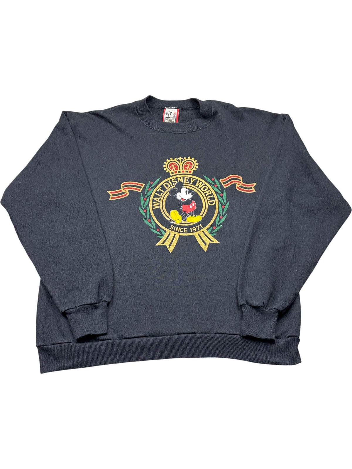 Vintage Black Disney Sweatshirt Mickey Mouse 1970s (XL)