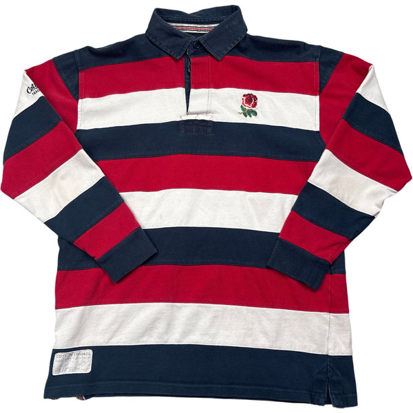 Vintage Red Navy Striped Rugby Shirt (M)
