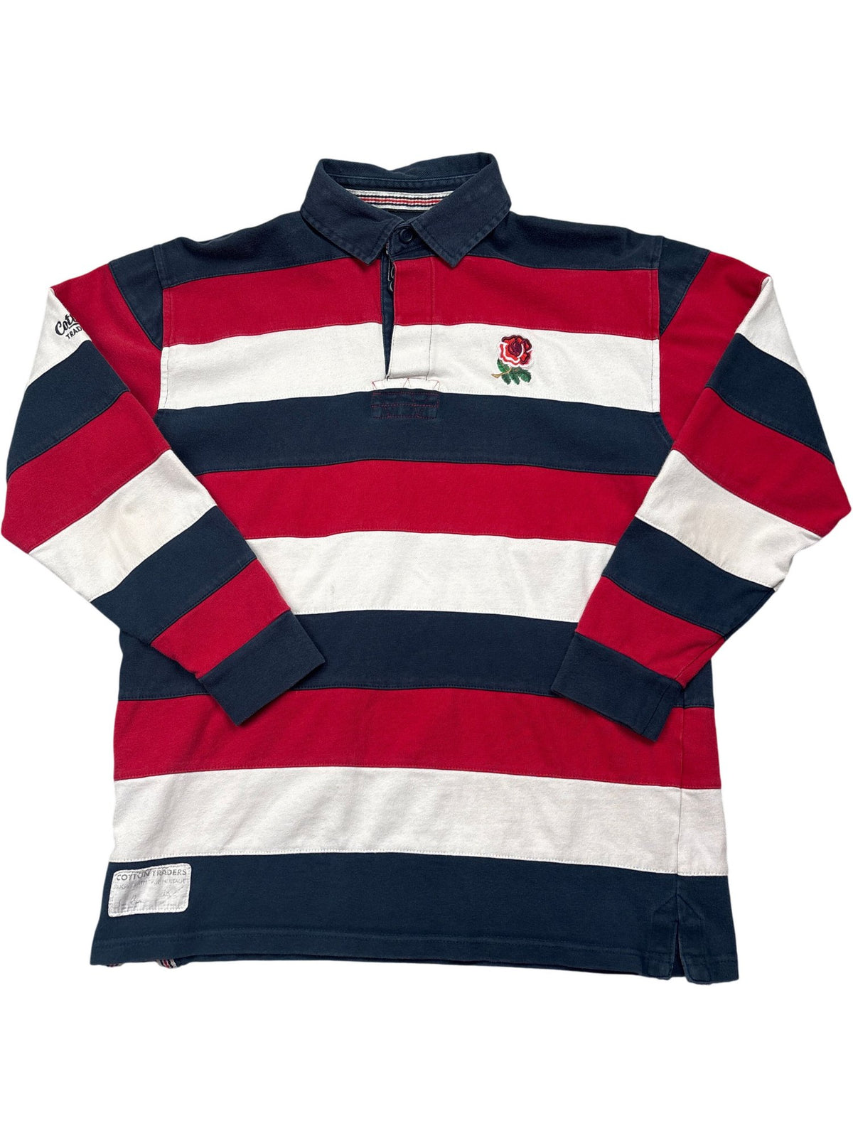 Vintage Red Navy Striped Rugby Shirt (M)