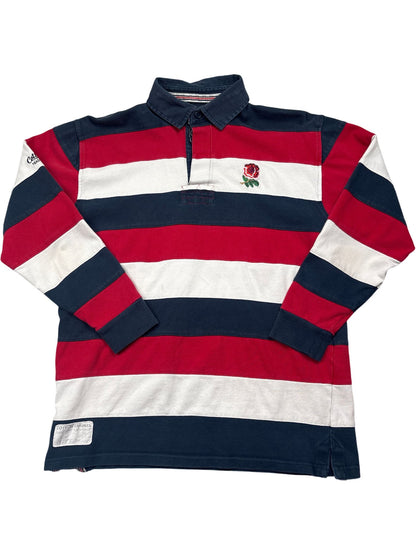 Vintage Red Navy Striped Rugby Shirt (M)