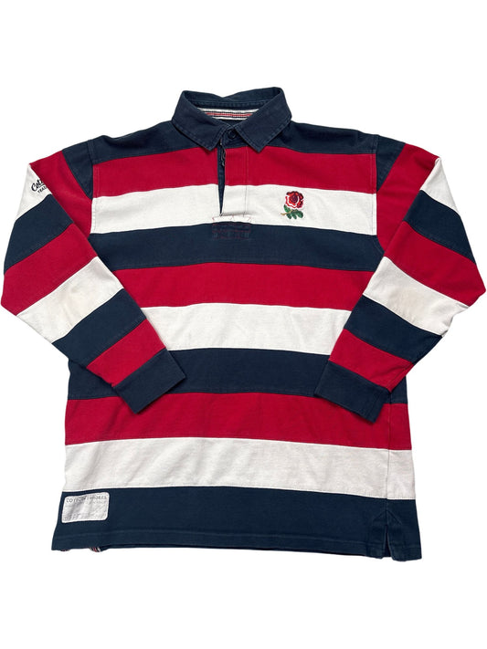 Vintage Red Navy Striped Rugby Shirt (M)