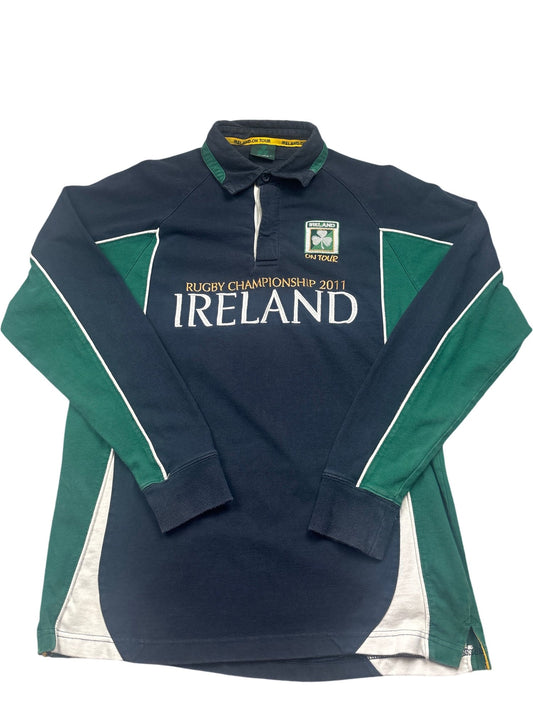 Vintage Navy Ireland Rugby Championship 2011 Long Sleeve Shirt (M)