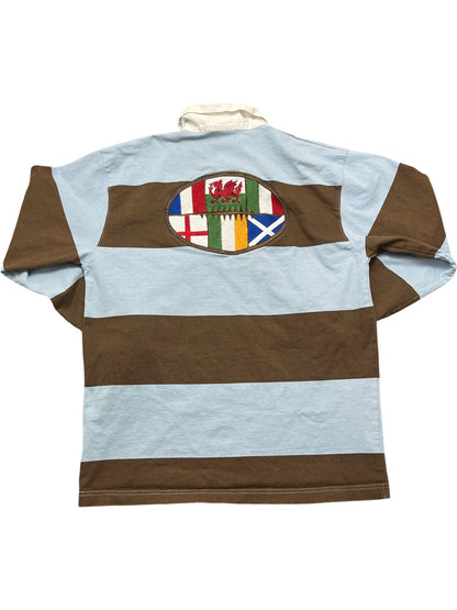 Vintage Blue Brown Rugby Shirt 90s (M)