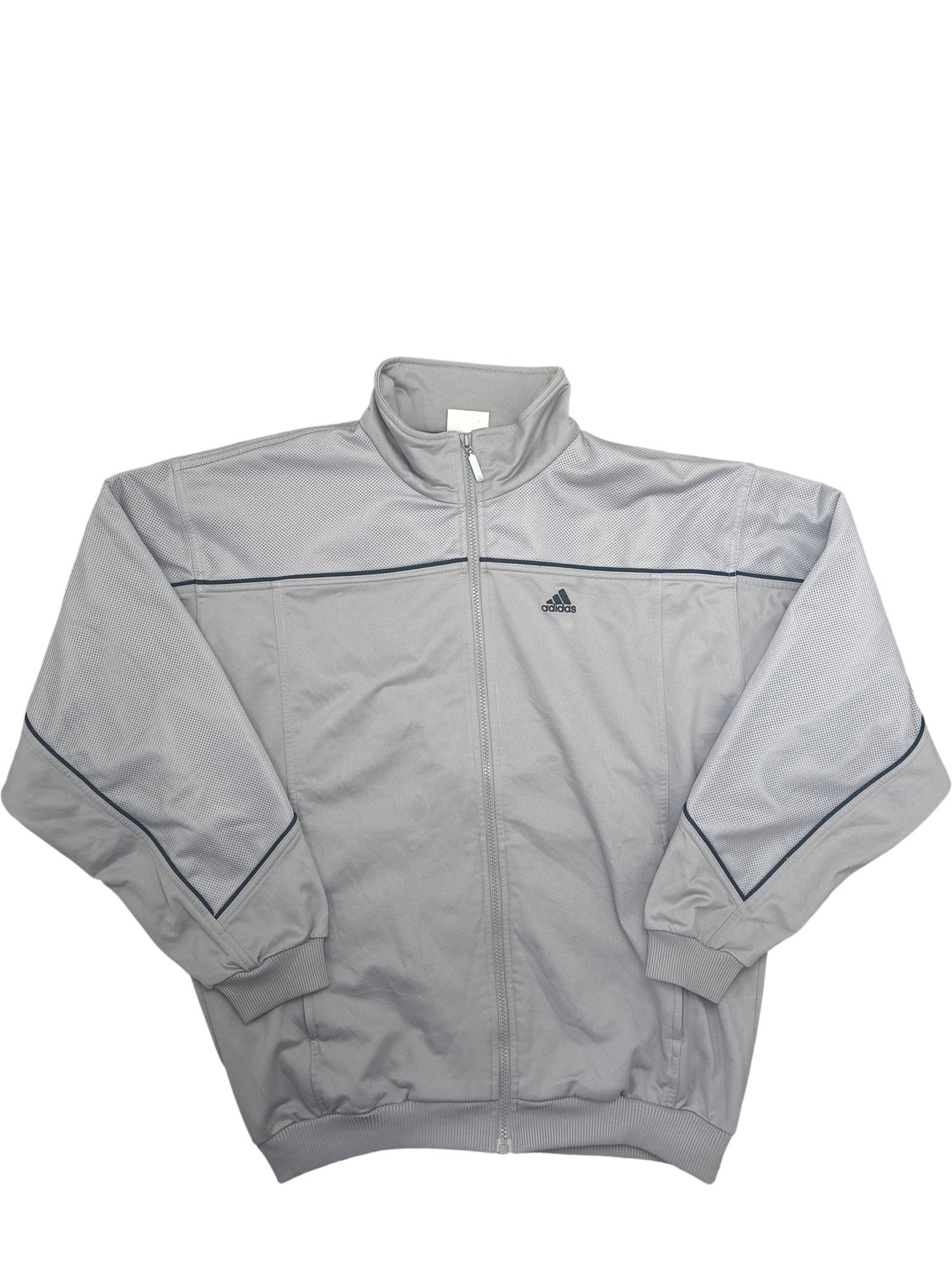 Vintage Grey Adidas Track Jacket Y2K (XL)