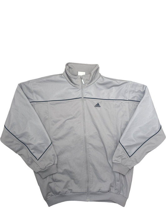 Vintage Grey Adidas Track Jacket Y2K (XL)