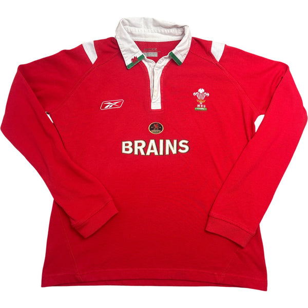 Vintage Red Reebok Rugby Shirt WRU Brains (L)