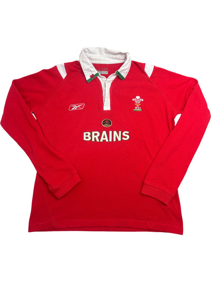 Vintage Red Reebok Rugby Shirt WRU Brains (L)