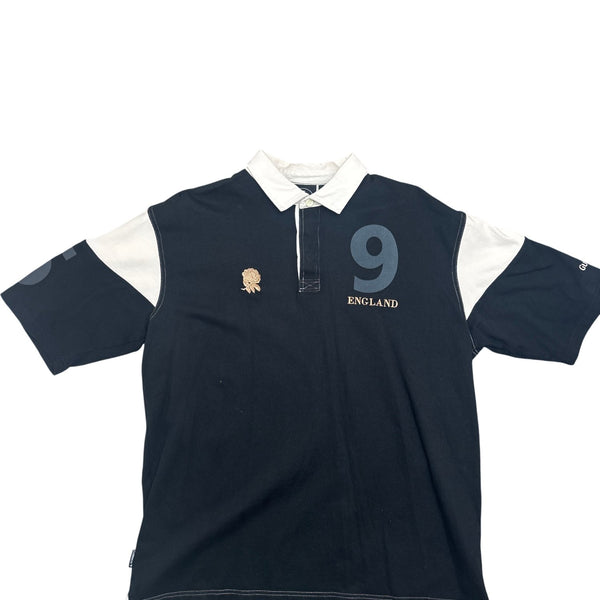 Vintage Black Rugby Polo Shirt England 90s (XL)