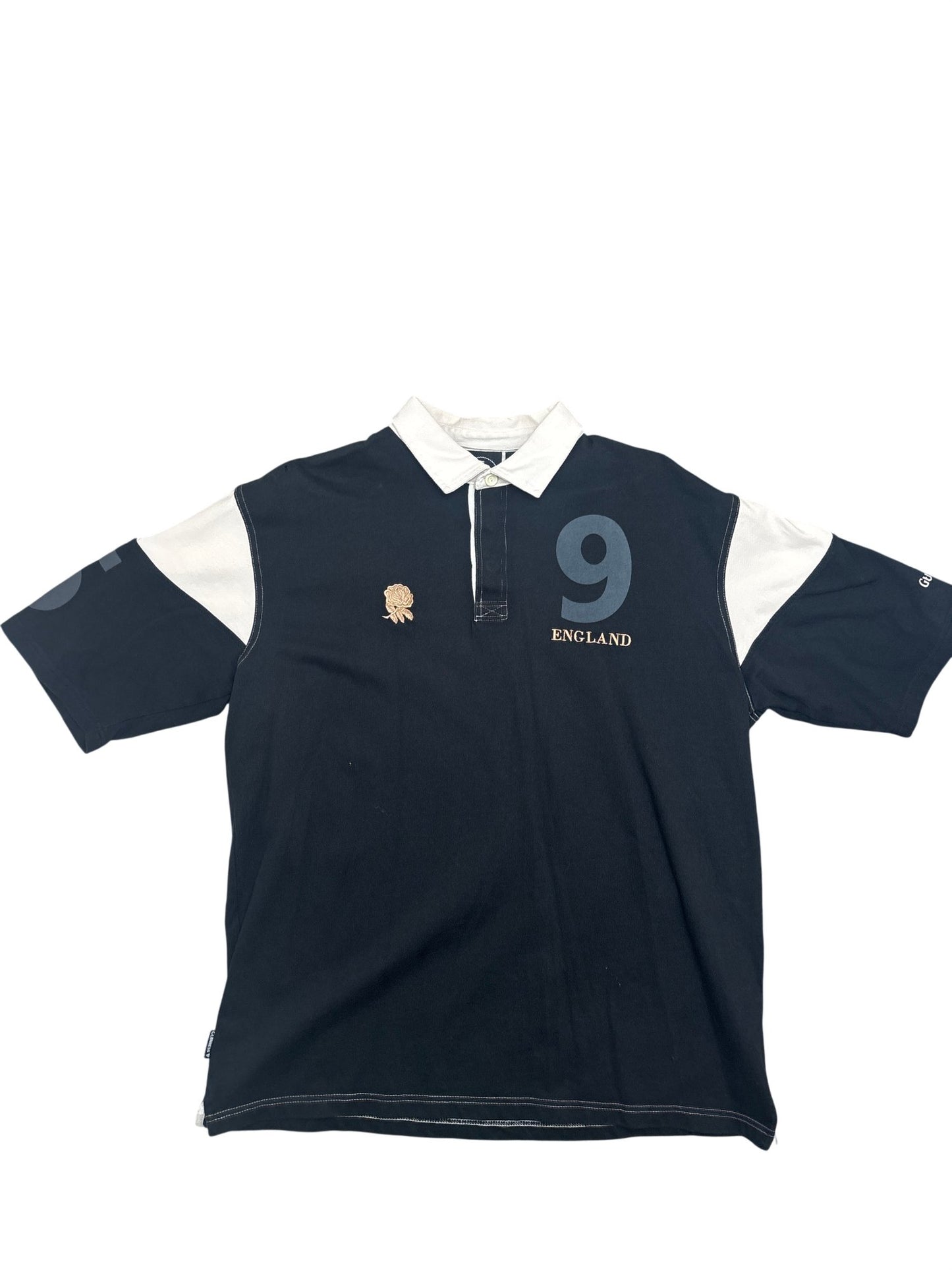 Vintage Black Rugby Polo Shirt England 90s (XL)