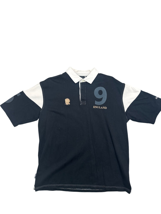 Vintage Black Rugby Polo Shirt England 90s (XL)