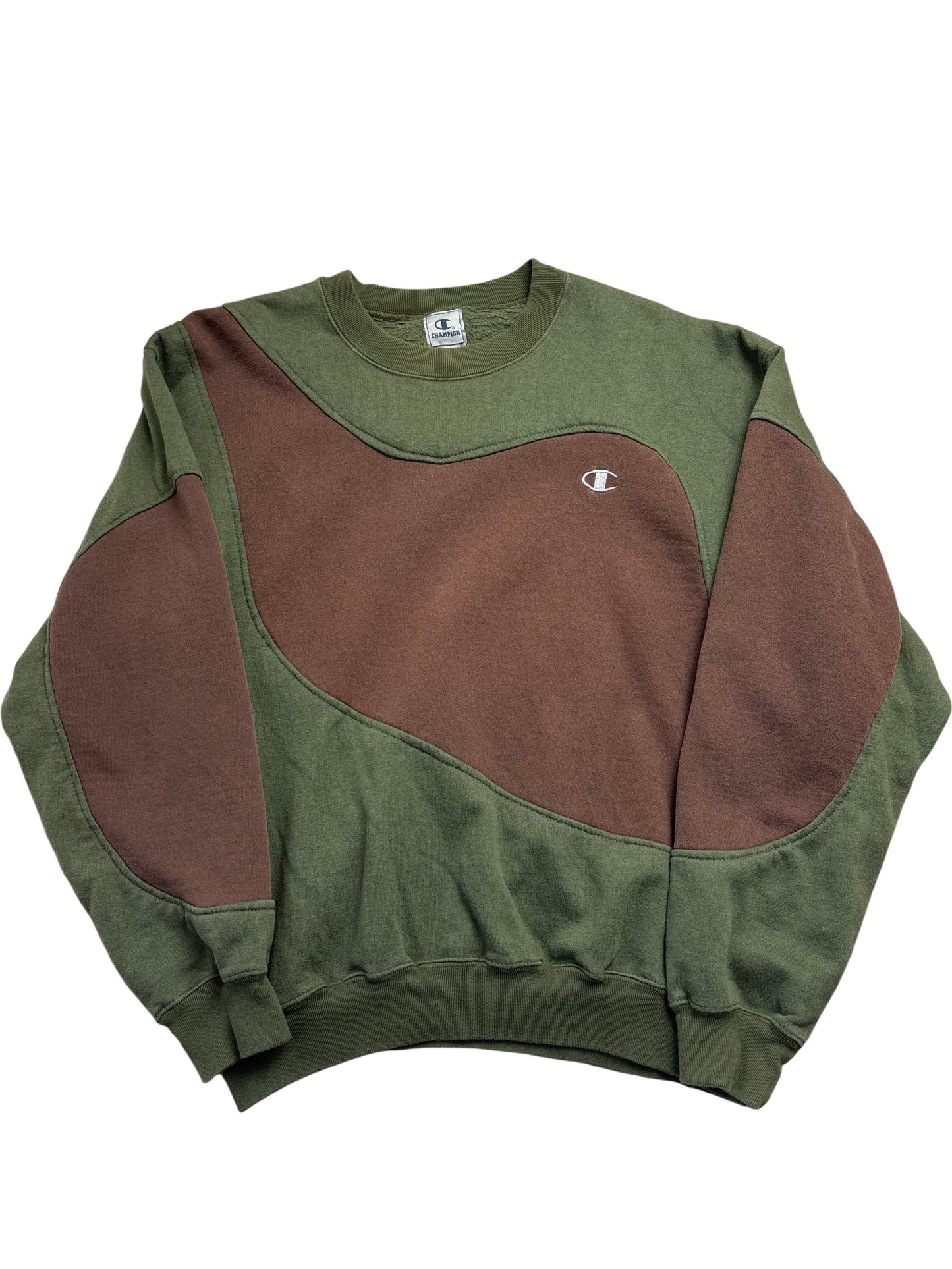 Vintage Green Brown Champion Crewneck Sweatshirt 90s (XXL)