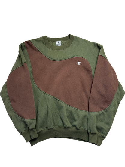 Vintage Green Brown Champion Crewneck Sweatshirt 90s (XXL)