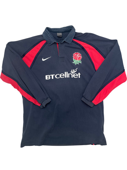 Vintage Navy Nike Rugby Shirt England BT Cellnet (L)