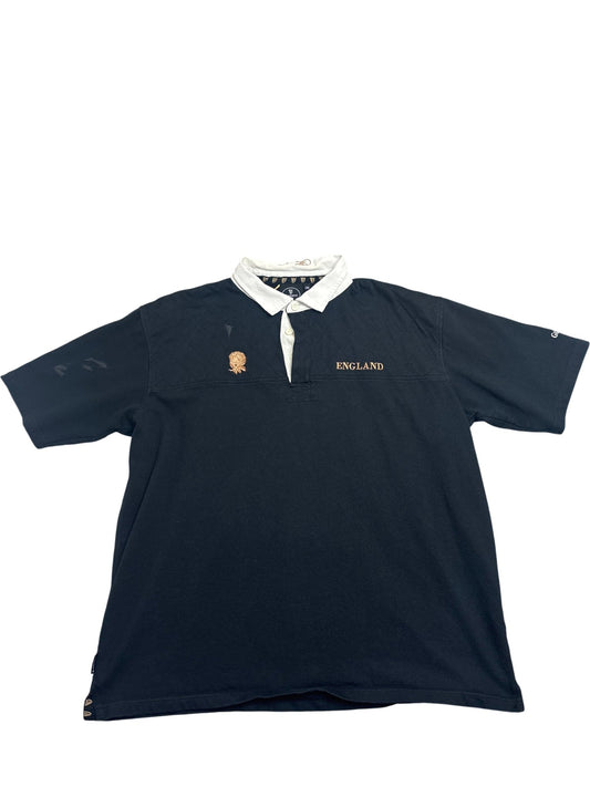 Vintage Black England Rugby Polo Shirt 90s (XXL)